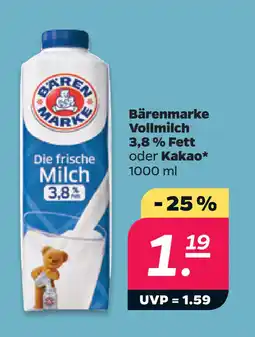 Bärenmarke Vollmilch 3,8 % Fett oder Kakao