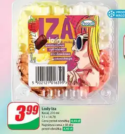 Dino Lody śmietankowo-cytrynowo-truskawkowo-czekoladowe z sosem porzeczkowym Koral Iza oferta