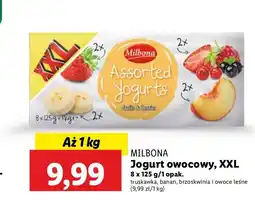 Lidl Jogurt truskawkowy + brzoskwiniowy + owoców leśnych Milbona oferta