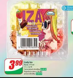 Dino Lody śmietankowo-cytrynowo-truskawkowo-czekoladowe z sosem porzeczkowym Koral iza oferta