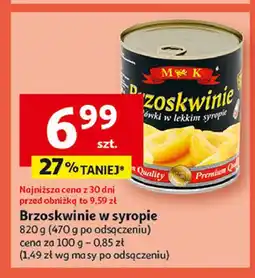 Auchan Brzoskwinie połówki w lekkim syropie M&k oferta