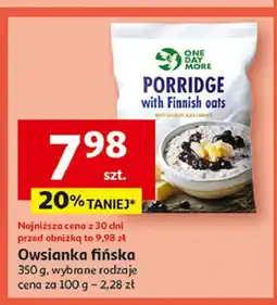 Auchan Owsianka z fińskimi płatkami z białą czekoladą i czarne porzeczki One day more oferta