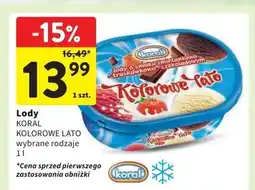 Intermarche Lody śmietankowo-truskawkowo-czekoladowe Koral kolorowe lato oferta
