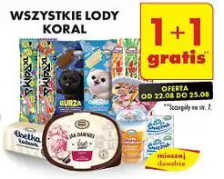 Biedronka Lody śmietankowo-cytrynowo-truskawkowo-czekoladowe z sosem porzeczkowym Koral Iza oferta