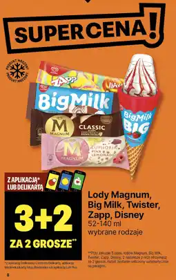 Delikatesy Centrum Lody Magnum, Big Milk, Twister, Zapp, Disney oferta