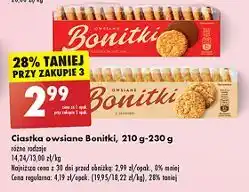 Biedronka Ciastka owsiane z czekoladą mleczną Bonitki oferta