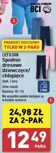 ALDI Spodnie dresowe 92-116 Lily & Dan oferta