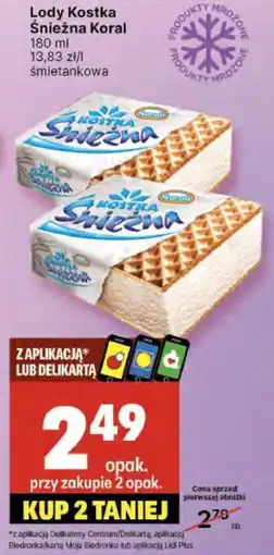 Delikatesy Centrum Lody Kostka Śnieżna Koral oferta