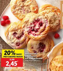 Lidl Drożdżówka z malinami lub z rabarbarem oferta