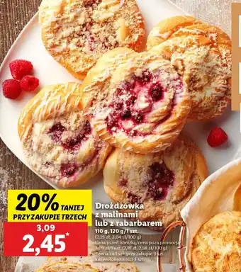 Lidl Drożdżówka z malinami lub z rabarbarem oferta