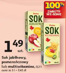 Auchan Sok jabłkowy, pomarańczowy lub multiwitamina oferta