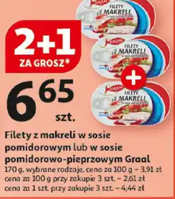 Auchan Filety z makreli w sosie pomidorowym lub w sosie pomidorowo-pieprzowym Graal oferta