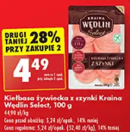Biedronka Kiełbasa żywiecka z szynki Kraina Wędlin Select oferta