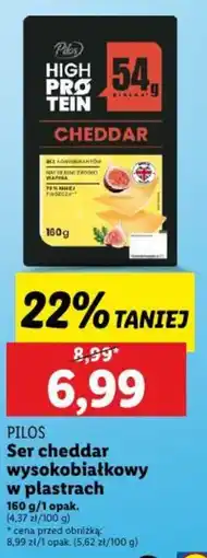 Lidl PILOS Ser cheddar wysokobiałkowy w plastrach oferta