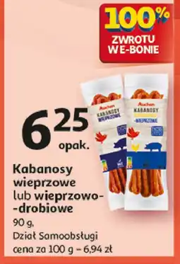 Auchan Kabanosy drobiowo- wieprzowe Auchan oferta