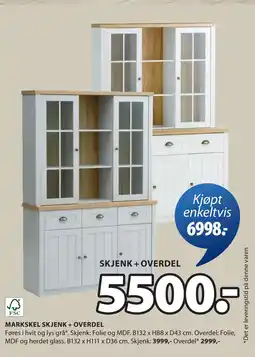 JYSK MARKSKEL SKJENK + OVERDEL oferta
