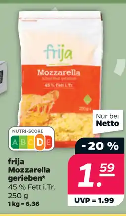 Netto frija Mozzarella gerieben oferta