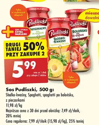 Biedronka Sos do makaronu z pieczarkami Pudliszki oferta