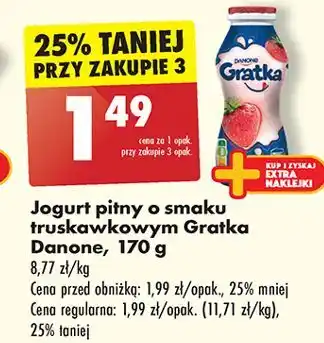 Biedronka Napój mleczny truskawkowy Danone Gratka oferta