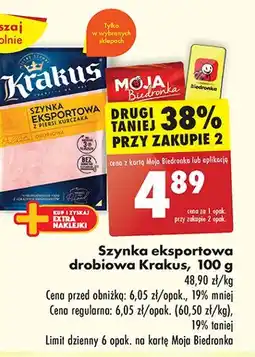Biedronka Szynka eksportowa z piersi kurczaka Krakus Animex oferta