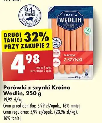 Biedronka Parówki z szynki Kraina Wędlin oferta