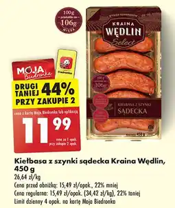 Biedronka Kiełbasa z szynki sądecka Kraina Wędlin Select oferta