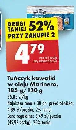 Biedronka Tuńczyk kawałki w oleju roślinnym Marinero oferta