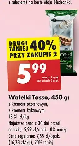 Biedronka Wafelki z kremem orzechowym Tasso oferta