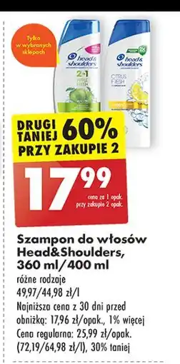 Biedronka Szampon do włosów citrus fresh Head&Shoulders oferta