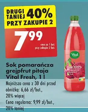 Biedronka Sok pomarańcza-grejpfrut-pitaja Vital Fresh oferta