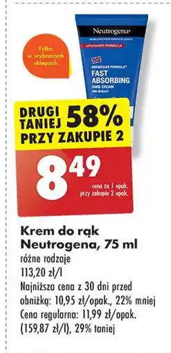 Biedronka Krem do rąk szybko wchłaniający się Neutrogena Formuła Norweska oferta