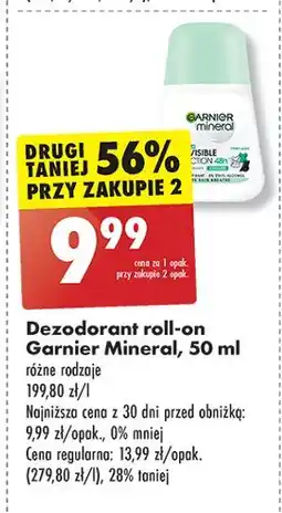 Biedronka Dezodorant niebieski Garnier Mineral Invisible oferta