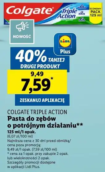 Lidl Pasta do zębow Colgate Triple Action oferta