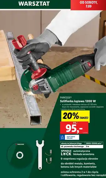Lidl Szlifierka kątowa 1200 w Parkside oferta