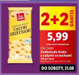 Lidl Czekolada biała z całymi orzechami laskowymi Fin carre oferta