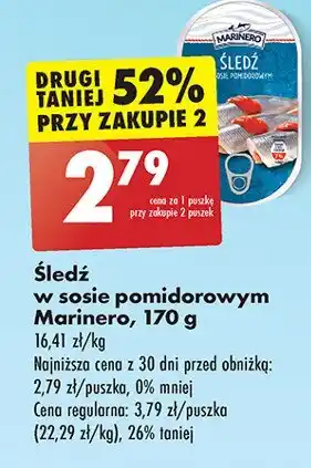 Biedronka Śledż w sosie pomidorowym Marinero oferta