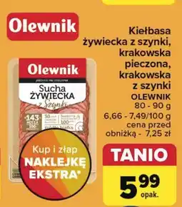 Carrefour Kiełbasa krakowska sucha z szynki Olewnik oferta