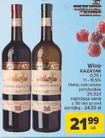 Carrefour Wino białe półwytrawne Kazayak Sauvignon Blanc oferta