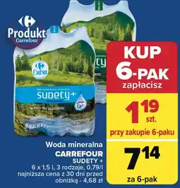 Carrefour Woda naturalna gazowana Carrefour Sudety+ oferta