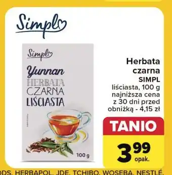 Carrefour Herbata czarna liściasta yunnan Simpl oferta