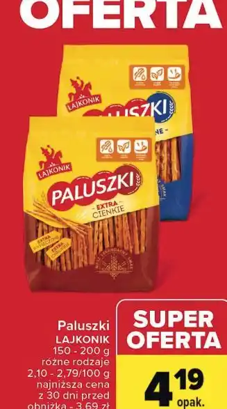 Carrefour Paluszki extra cienkie Lajkonik oferta