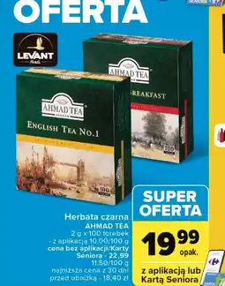 Carrefour Herbata ekspresowa z zawieszką Ahmad Tea London English Breakfast oferta