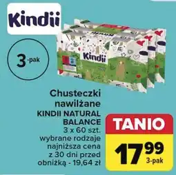 Carrefour Chusteczki wilgotne natural balance Cleanic Kindii oferta