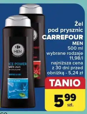 Carrefour Żel pod prysznic ice power Carrefour Men oferta