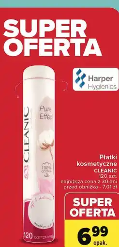 Carrefour Płatki kosmetyczne pure effect okrągłe Cleanic oferta