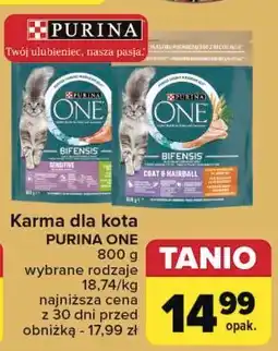 Carrefour Karma dla kota coat & hairball kurczak i pełne ziarna Purina One oferta