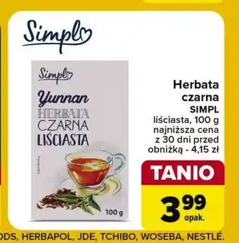 Carrefour Herbata czarna liściasta yunnan Simpl oferta