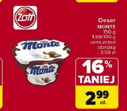 Carrefour Market Deser mleczno-czekoladowy z orzechami Zott monte oferta