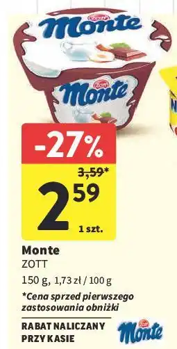 Intermarche Deser mleczno-czekoladowy z orzechami Zott Monte oferta