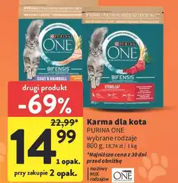 Intermarche Karma dla kota coat & hairball kurczak i pełne ziarna Purina One oferta